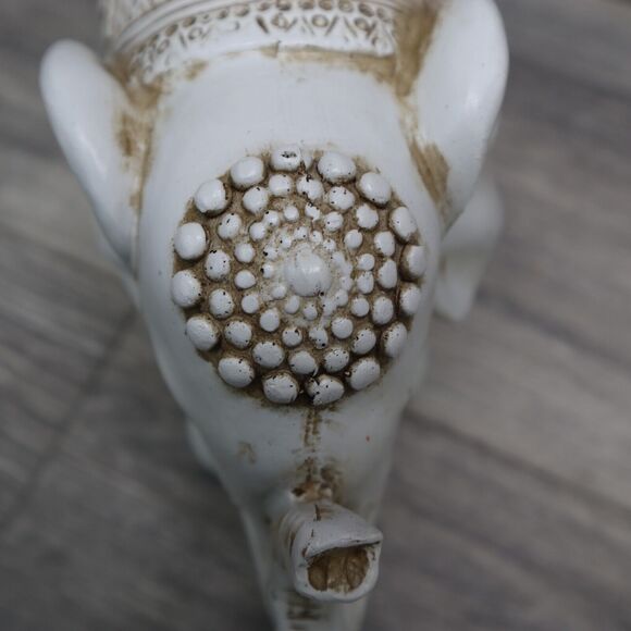 Elephant Figurine Carved Tribal Trunk Up Lucky Statue Resin Home Decor - Picture 11 of 14